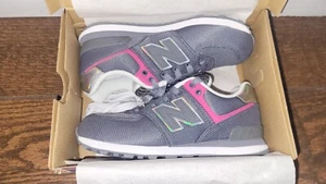 New Balance Girls Little Kids Running Shoes Sneakers KL574J3P - Grey/Pink - Picture 1 of 7
