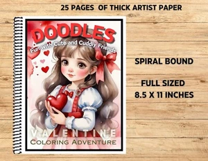 Valentine Doodles - Spiral Bound Coloring Book On Thick Artist Paper  #08 - Bild 1 von 3