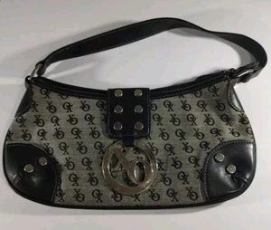 Bolso Cartera Mujer XOXO Gris Tela Cuero Negro Logo - Imagen 1 de 13