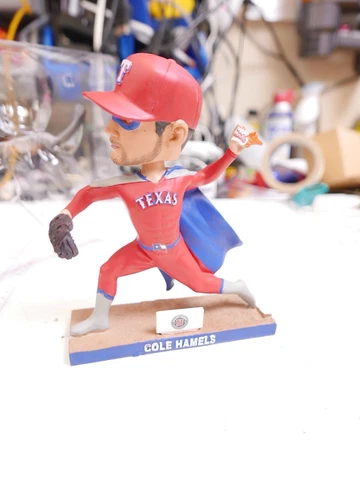 COLE HAMELS The Ace Superhero BOBBLEHEAD Texas Rangers MLB Jimmy Johns Kloanz Cover