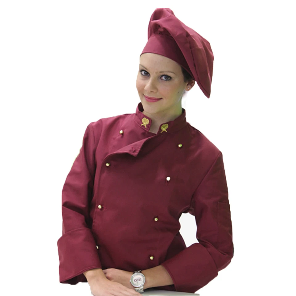 Casacca giacca cuoco chef cotone ristorazione cucina pizzaiolo bordeaux - Immagine 1 di 1