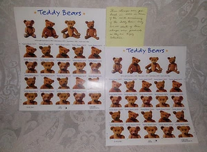 ZWEI NEUE BRIEFMARKENBLÄTTER GUND, BRUIN, IDEAL TEDDYBÄREN USA #3653-#3656 37 CENT 2001 - Bild 1 von 12