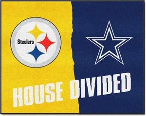 PITTSBURGH STEELERS / DALLAS COWBOYS------HOUSE DIVIDED HOUSE RUG - Picture 1 of 1