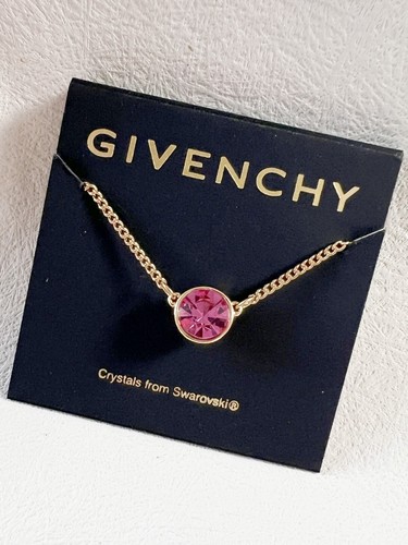 GIVENCHY Collana con ciondolo in oro e cristallo rosa nuova