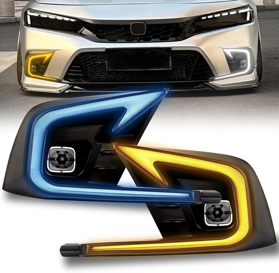 Conjunto de luces antiniebla DRL para Honda Civic 2022 2023 2024 11ª generación hatchback sedán Foto 1 de 4