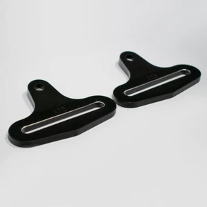 TWIN PACK 75mm Alloy Cranked Competition Anchor Plate Seat Belt Fixing - Black - Picture 1 of 7