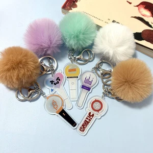 Kpop Seventeen ILLIT ATEEZ TXT IVE Stray Kids Acrylic POMPON Keychain Keyring - Picture 1 of 23