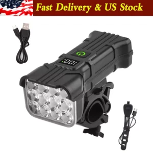 1800mAh Bicycle Bike Lights Super Bright Front Headlight Rechargeable Waterproof - Picture 1 of 11