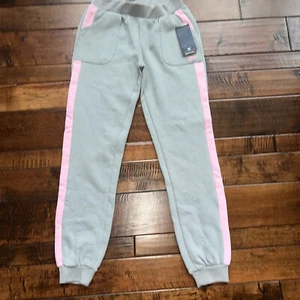 Girl Reebok Sweatpants New Size Large (12) Gray And Pink - Picture 1 of 5