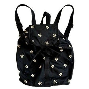 LeSportsac bestickt Gänseblümchen Blumen Mini Rucksack schwarz Nylon Reise kleine Tasche - Bild 1 von 11