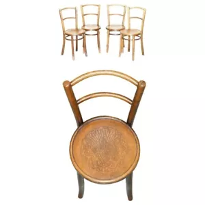 SUITE OF FOUR THONET CIRCA 1930'S AUSTRIAN BISTRO DINING BAR BENTWOOD CHAIRS - Picture 1 of 17