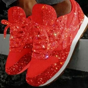 Mujeres Gimnasio Deportes Tenis Malla Transpirable Caminar Bling Estrás Zapatos Informales - Imagen 1 de 8