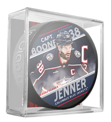 NHL Captain Series Boone Jenner #38 Columbus Blue Jackets Hockey Puck w/Cube Cover