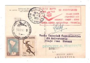 ARGENTINA Air Card MERMOZ Anniv' Flight France SIGNED *DABRY* PILOT {Joffe}KT69 - Picture 1 of 15