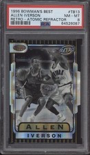 ALLEN IVERSON PSA 8 1996 BOWMAN’S BEST #TB13 RETRO ATOMIC REFRACTOR SIXERS HOF
