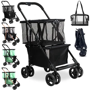 Collapsible Shopping Cart Utility Trolley Cart with Removable Tote&Swivel Wheels - Picture 1 of 27