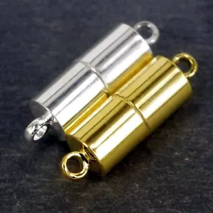 Magnetic Clasps, Silver or Gold Plated, Strong Tube shaped Plain , 20mm x 6mm - Picture 1 of 6
