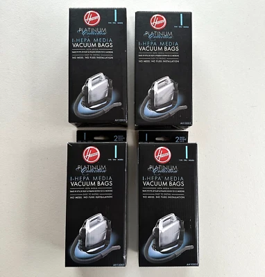 Genuine Hoover Platinum HEPA Vacuum Bags AH10005 2-Pack Type I x4 - 8 Total Bags - Image 1 of 4