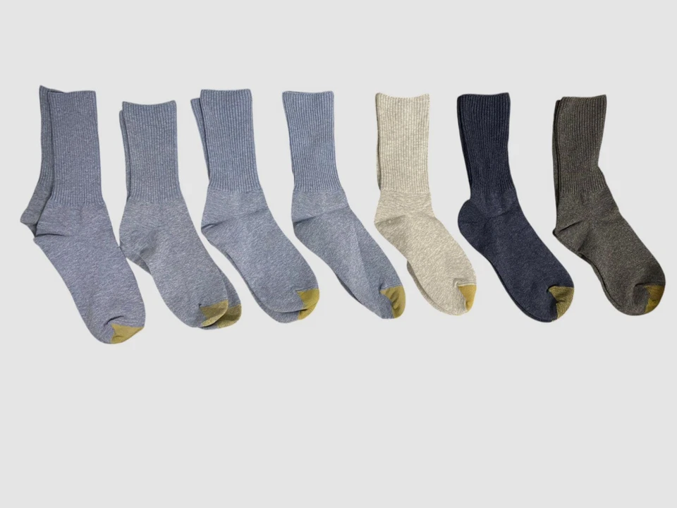 Paquete de 7 pares de calcetines informales acanalados azules con punta dorada para mujer talla 6-9 Foto 1 de 1