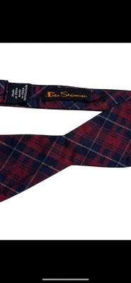 Gravata borboleta Ben Sherman - xadrez tartan vermelho e marinho 100% seda 2-2”W - Imagem 1 de 4