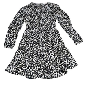 Topshop Floral Heart Printed Dress Long Sleeve Mini Dress Size 2 Black White - Picture 1 of 8