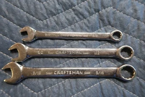 3 Piece Craftsman Combination Wrench Set SAE 3/8" 1/2" 9/16" CMMT See Pics! - Foto 1 di 12
