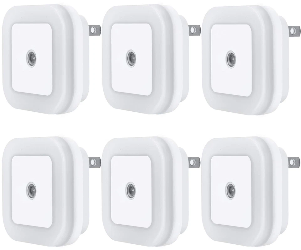 6pc Sensor Night Light LED Motion Detector Plug-in Indoor Smart Lightnings White