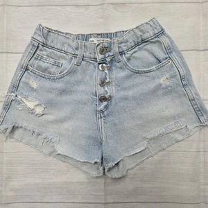 Zara Girls Denim Shorts Slightly Distressed Size 11-12 Raw Hem Cutoff - Picture 1 of 4