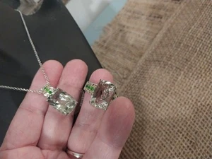 Karis Montezuma Prasiolite, anillo de diopsido cromado, talla 8/pnd/cuello/manchado 20, 26,85 cts - Imagen 1 de 17