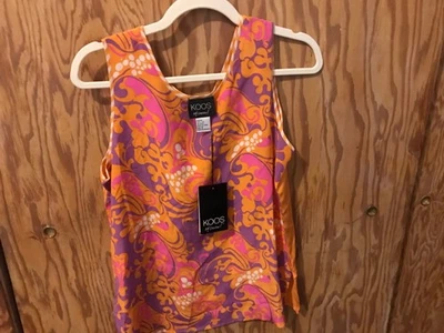 Blusa Top KOOS Of Course Nueva con Etiquetas Naranja Seda Sin Mangas Talla Pequeña Reversible Foto 1 de 2