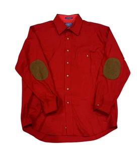 Pendleton Red Virgin Wool Trail Shirt Mens LARGE Long Sleeve Elbow Patch USA - Picture 1 of 9