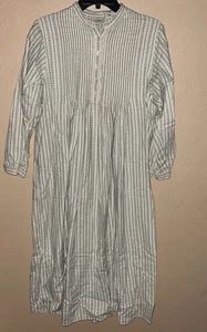Camicia da notte LL BEAN Medium Reg Pintuck verde panna cotone flanella Dobby O UG51 - Foto 1 di 16