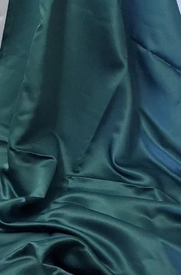 VTG. FOREST GREEN "SATINY GABARDINE"  FABRIC, MED.WT.,  NEW, 58"W x 1YD. 12" L - Image 1 of 3