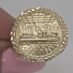 Big Round Real 10k yellow Gold Nugget Last Supper Ring Size 7 8 9 10 - Picture 1 of 13