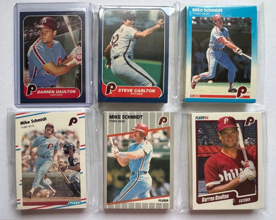 Philadelphia Phillies 1986-90 Fleer Base Team Sets (Lote de 5 juegos con Daulton RC) Foto 1 de 3