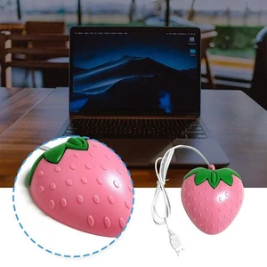 Cute Pink Strawberry Wired Mouse USB PC Computer Laptop✨s I8P7 D8M8 Q3P8 B5W8 - Picture 1 of 8
