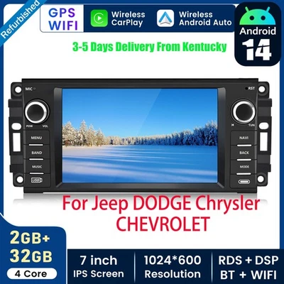 For Jeep Grand Cherokee Chrysler Car Stereo Radio GPS Navi WIFI SWC CarPlay 2+32 - Image 1 of 4