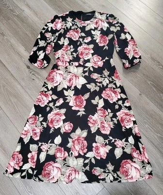 Lauren Ralph Lauren Womens Long Dress Size 14 Multicolor Floral Stretch Belted - Image 1 of 4