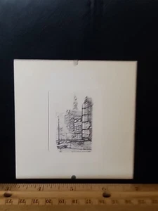 Vintage Bloemgracht- Amsterdam Mini Cityscape Line Art Signed RTB 4x4" - Picture 1 of 6