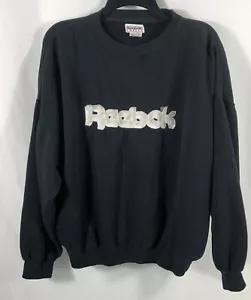 Felpa vintage Reebok Sport uomo grande logo nera manica lunga taglia large anni '90 - Foto 1 di 4