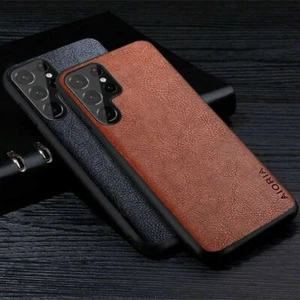 For Samsung Galaxy S22 Ultra S22 Plus 5G Luxury PU Leather Matte Back Case Cover - Zdjęcie 1 z 12