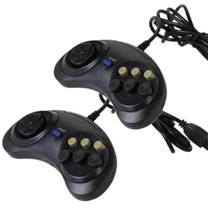 2 X 6 Button Game Controller for SEGA Genesis Black - Picture 1 of 1