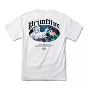 Primitive Skateboarding Men's x Demon Slayer Tanjiro VS Rui White Tee - Picture 1 of 2