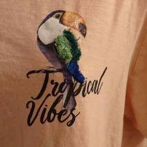 H&M top, Women's Size M, 3D toucan, peach colored t-shirt, great condition - Picture 1 of 6