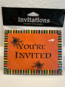 "Spooky Spiders" Halloween Postcard Party Invitations w/Envelopes 8 count - Picture 1 of 2