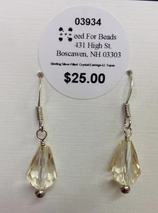 Sterling Silver-Filled Earrings with Lt. Topaz Crystals SKU'# 03934 - Picture 1 of 1