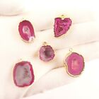 Beautiful Pink Geode Druzy Gold Plated DIY Connectors Making Jewelry  5 Pcs Lot