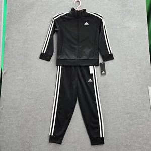 Adidas Boys Track Suit 6 Black Long Sleeve Logo Polyester NWT - Picture 1 of 21