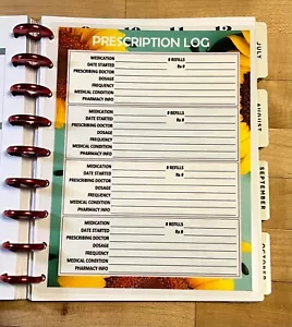 Rx Prescription Tracker Dashboard Insert for use with Classic Happy Planner- - Picture 1 of 3