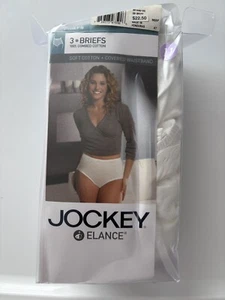 Vintage Jockey Elance 3 Pack Cotton Brief Panties White Size 11 - Picture 1 of 3